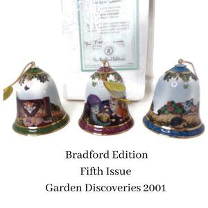 The Bradford Edition Garden Discoveries Cats Bell Ornaments Set Of 3 2526